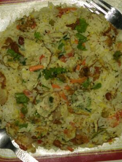 A picture of Omelette Fried rice.