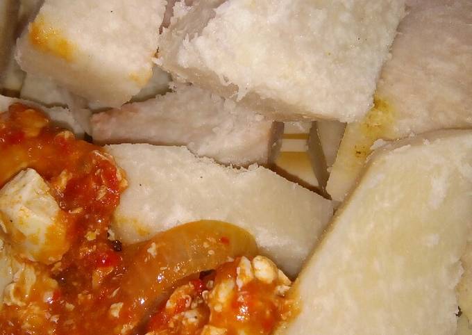 Easiest Way to Make Jamie Oliver Boiled yam with egg sauce