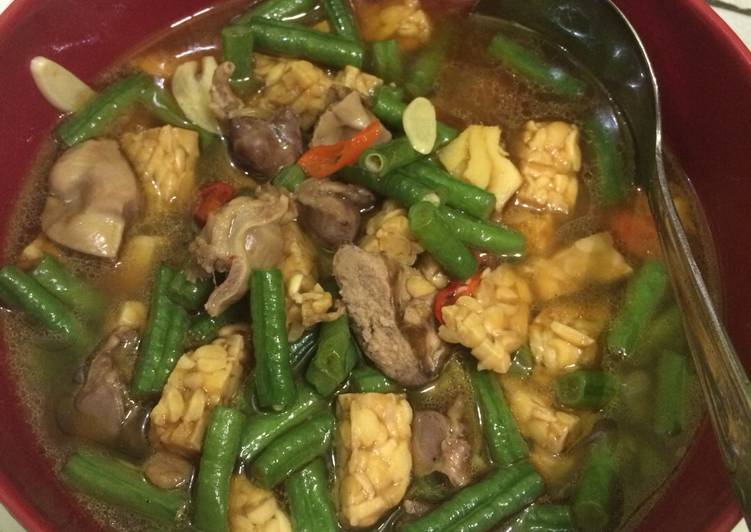 Langkah Membuat Tumis kacang panjang+tempe+atiampla yang Lezat Sekali