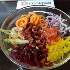A picture of My Spiral & Shredded Salad with A little Chorizo. 😎.