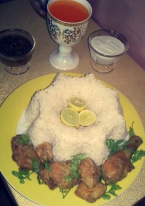 صورة لوصفة دجاج مقلي مع الارز