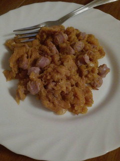 Una foto de Calabaza frita con salchichas