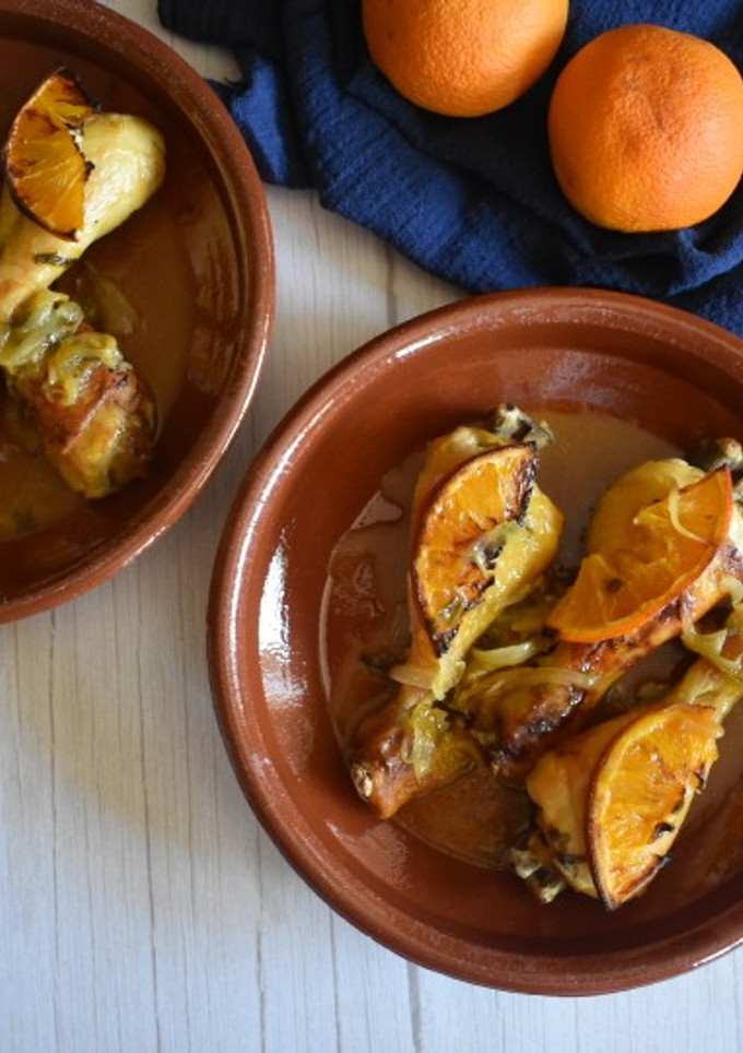 Una foto de Muslos de pollo asado a la naranja