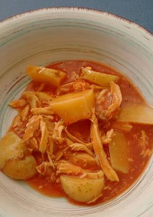 A picture of Shredded Chicken Breast with Tomato.