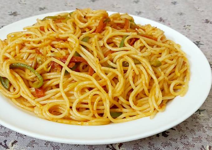 Vegetable szechuan spaghetti