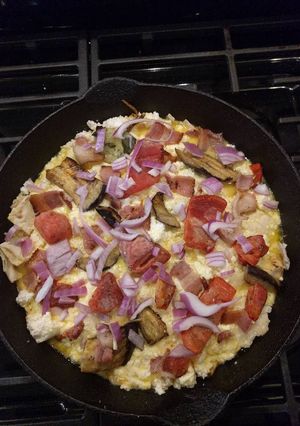 A picture of Quiche with Lavash Crust.