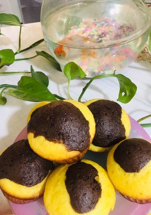 عکسی از دستور کاپ کیک زعفرانی دو رنگ