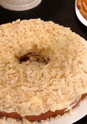 صورة لوصفة كيكة اسفنجية مع عجينة اللوز