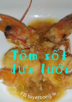 Hình của món Ăn dặm cho bé: Tôm sốt dưa lưới.