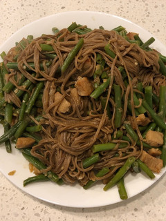 A picture of Pork Green Bean Braised Soba Noodles.