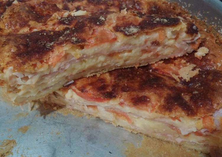 Torta Fainá de Jamón, Queso y Tomate, en licuadora