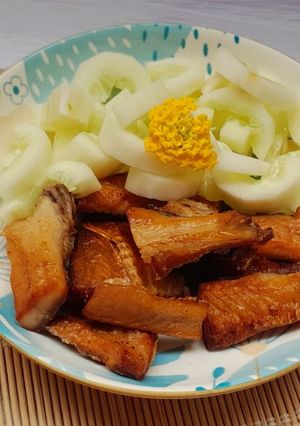 Hình của món Cá khô một nắng chiên bằng nồi chiên không dầu.