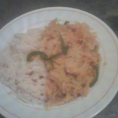 A picture of Stir fried rice with cabbage.