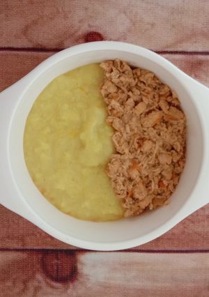 Foto resep Bubur Kuning & Ayam Tahu kecap #MPASI9+