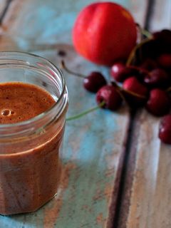 Una foto de Licuado refrescante de cerezas y nectarina. "recetas saludables para diabetes”