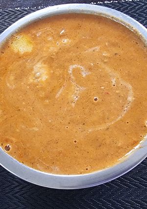 A picture of Chana Masala with Bhature.