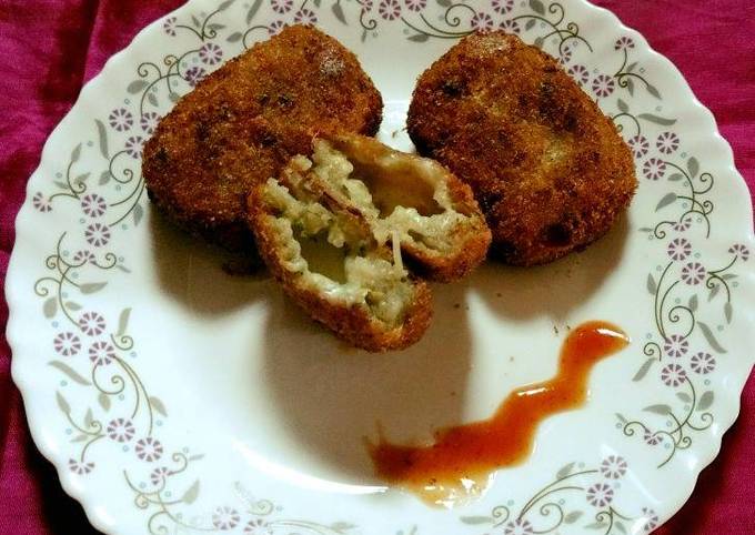 Poha potato patties with cheese