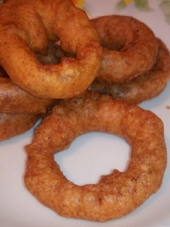 A picture of Home-made Onion Rings.
