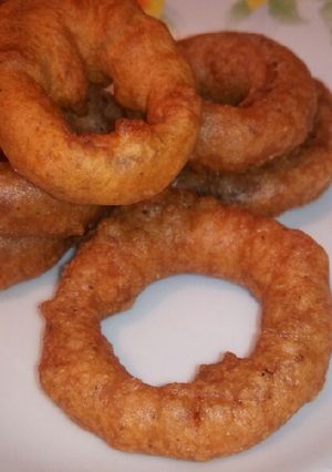 A picture of Home-made Onion Rings.