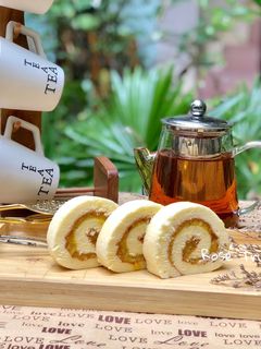 Hình của món Bánh Bông Lan Cuộn Mứt Thơm (Mứt Dứa).
