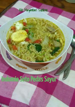 Foto resep Indomie Soto Pedas Sayur Hijau #PR_AnekaMieKuah