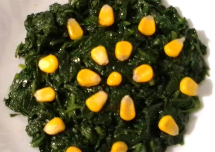 Stir fry Palak Corn Jhapat recipe