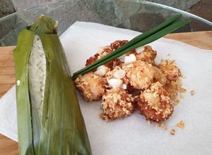 Foto resep Panko prawn almond with pandan rice