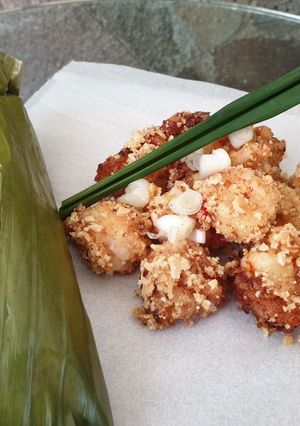 Foto resep Panko prawn almond with pandan rice