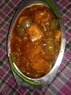 A picture of Restaurant style paneer chilli.