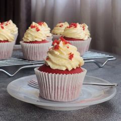 Red velvet cupcakes A picture of Red velvet cupcakes.