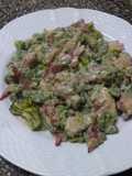 Spatzles verdes con una salsa zarpada muy rica