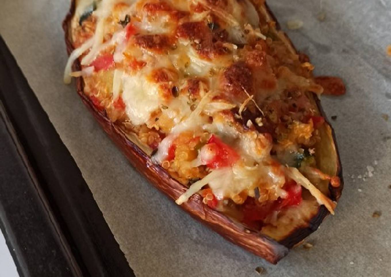 Berenjenas rellenas de verduras y quinoa
