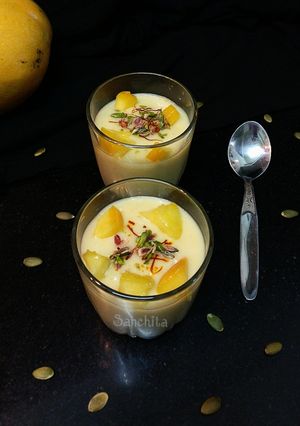A picture of Mango Nuts Phirni.