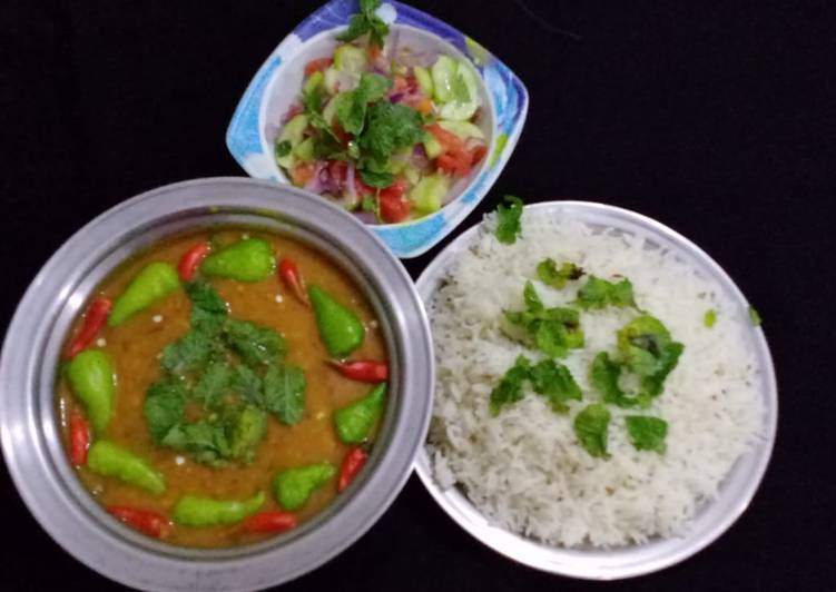 Recipe of Any-night-of-the-week MOONG MASOOR Ke DAAL WITH BOILED RICE &amp; SALAD