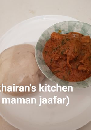 Pounded yam da miyar gyada (peanut soup) ainihin hoton girkin