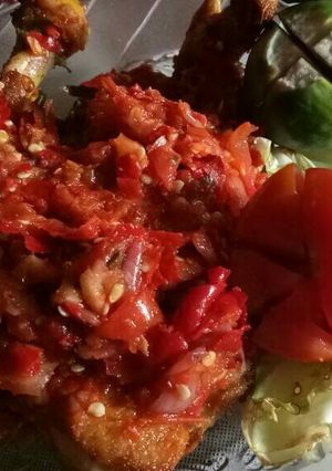 Foto resep Ayam penyet sambel merah