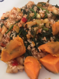 Una foto de Arroz con verduras y moniato
