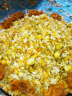 عکسی از دستور باقلا پلو با گوشت بره