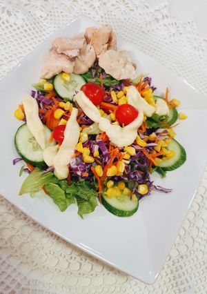 Foto resep Salad sayur dengan ayam kukus