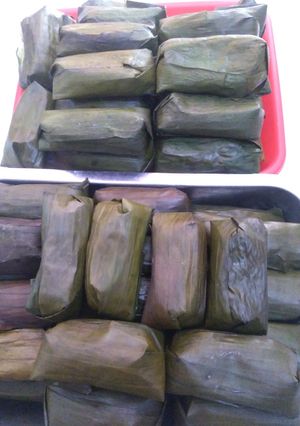 Foto resep Lontong isi oncom pedas