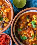 Mexican black bean and sweetcorn soup