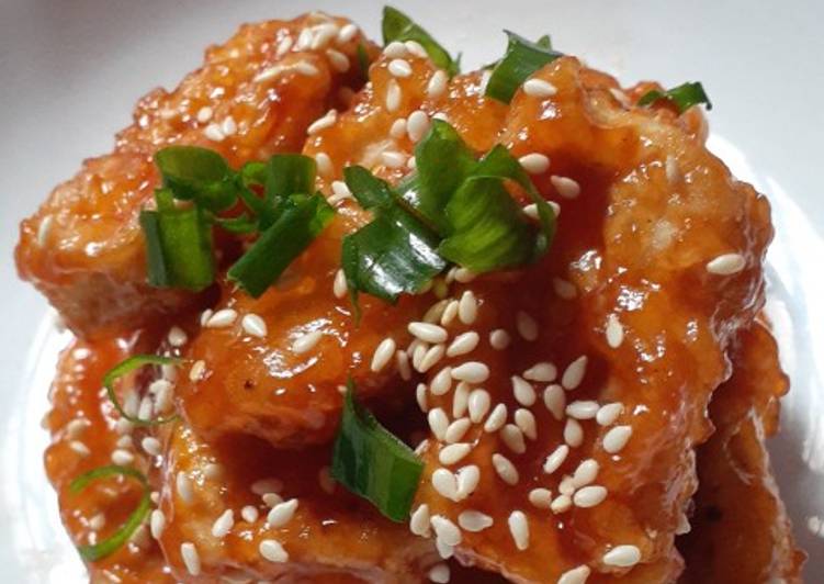 Resep Dubu Genjeong /Tahu krispi pedas ala korea yang sempurna