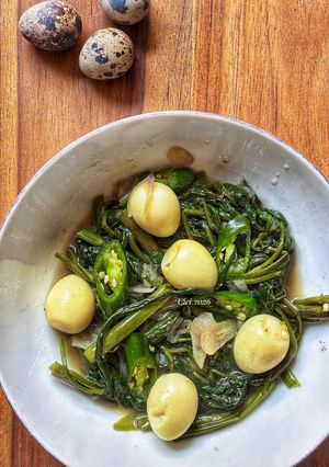 Foto resep Cah Kangkung Telur Puyuh