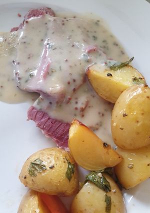 Foto resep Corned beef mustard sauce