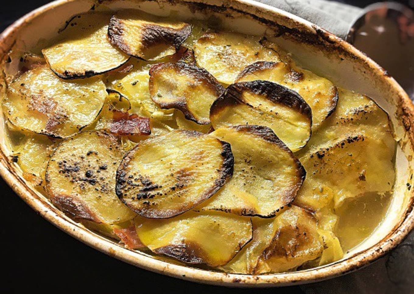 Potato, Bacon and Leek Gratin