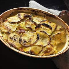 A picture of Potato, Bacon and Leek Gratin.