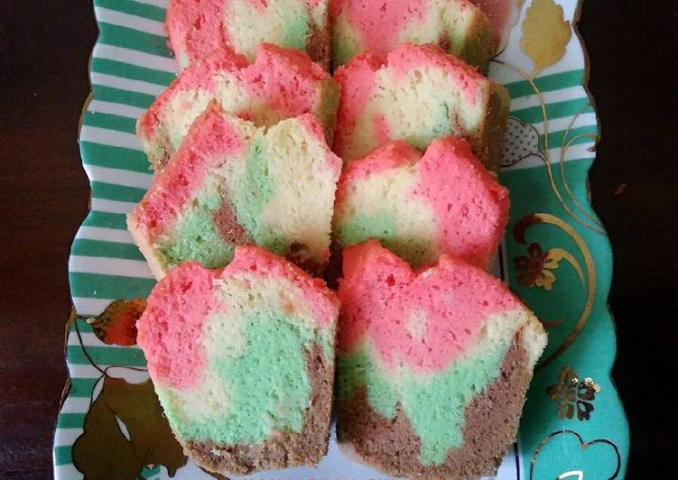 Resep Bolu pelangi putih telur enak Anti Gagal