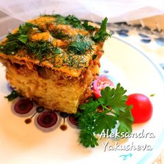 A picture of Canned tuna pie with sour cream.