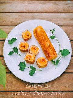 Hình của món Sandwich cuộn phômai cá hồi (baby food).