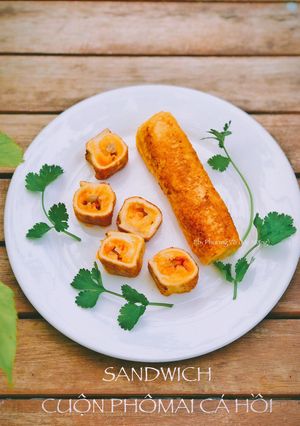 Hình của món Sandwich cuộn phômai cá hồi (baby food).